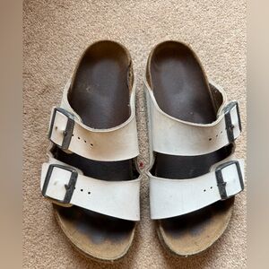 Birkenstock White Leather Slide Sandal